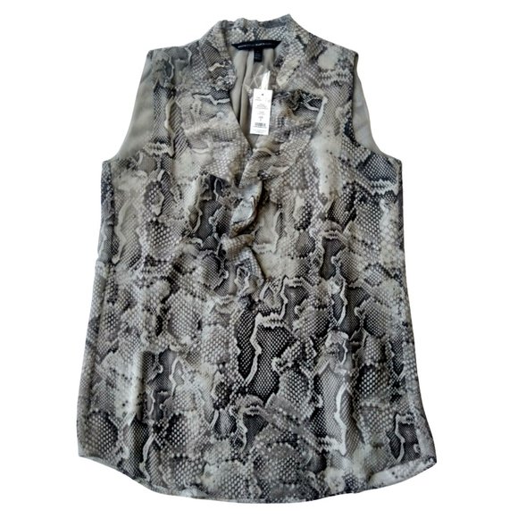 White House Black Market Tops - WHBM Petite Lunar Snake Ruffle Shell, Size 2